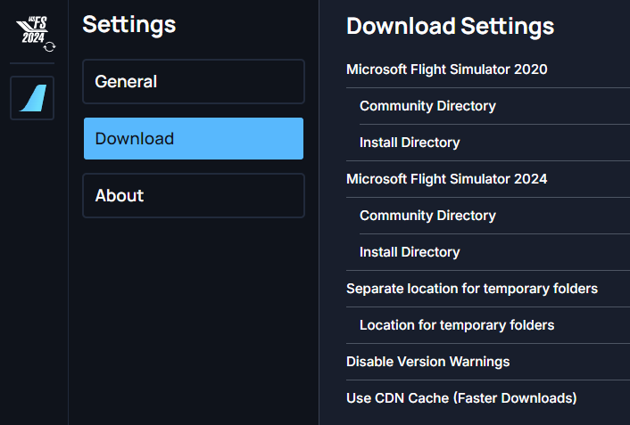 Directory settings in FlyByWire inster
